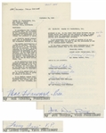 Three Stooges Signed September 1960 Agreement Regarding The Three Stooges Meet Hercules (& Other Films) -- Signed by Moe Howard, Larry Fine & Joe DeRita -- 2pp. Measures 8.5 x 11 -- Near Fine